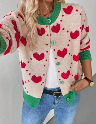 Heart Block Print Cardigan