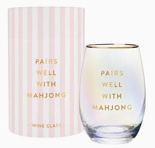 Gold Foil Stemless Wine Glass - Pairs Well with Mahjong