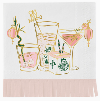 Fringed Cocktail Napkins - Mahjong