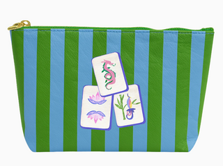 Preppy Mahjong Tile Bag | Green & Blue Stripe