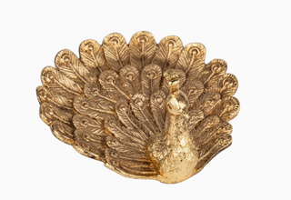 Gold Peacock Trinket Tray