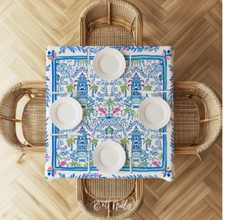 BM Colorful Chinoiserie 55x55 Tablecloth