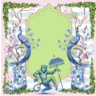 Chinoiserie Cowboy Monkey Mahjong Mat