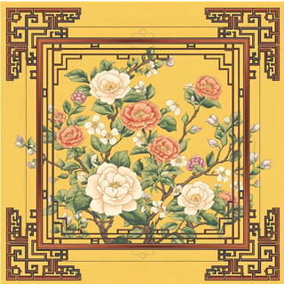 Gold Asian Floral