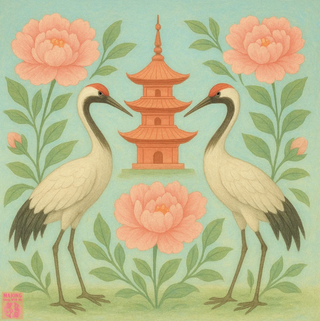 Crane and Lotus Mahjong Mat