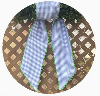 Custom Gingham Sash Periwinkle with Lime Trim