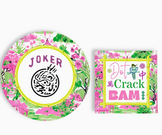 Mahjong Pink/Green Plates + Napkins | Curated Bundle