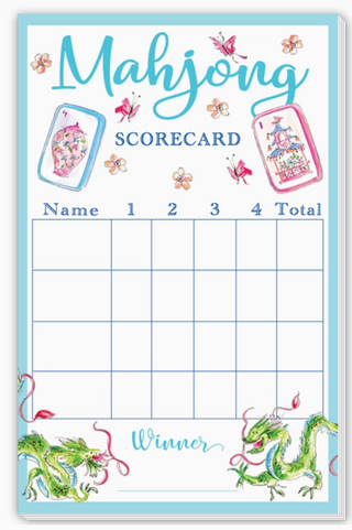 Mahjong Scorecard Butterflies Dragons Note Pad
