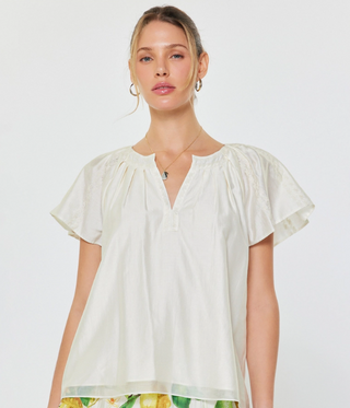 Embroidered Short Sleeve Blouse