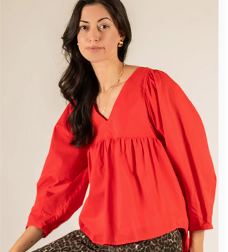 Cotton V-Neck Blouse