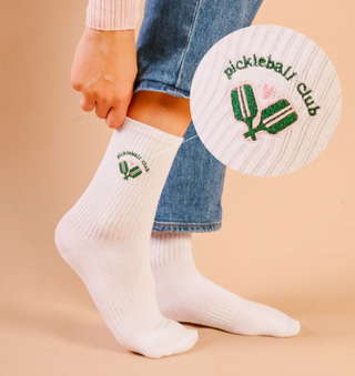 Embroidered Crew Socks–Pickleball Club
