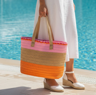 Straw & Sun Tote–Tropical Sunset