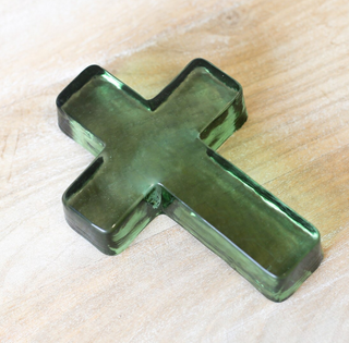 Cross Glass Decor in Green