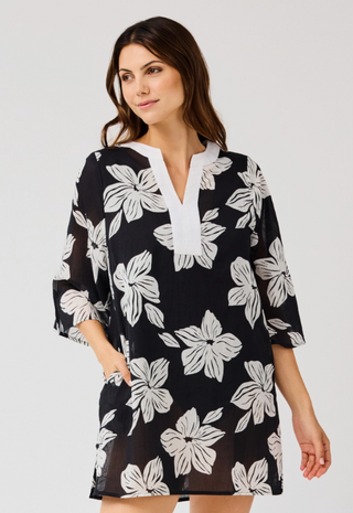 Elizabeth Beach Dress | Lagoon Bloom Black