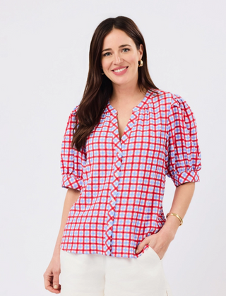 Elaine Top | Gingham Red + Blue