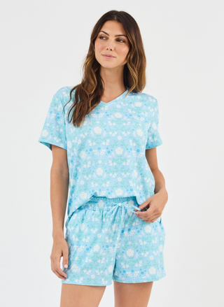 Women's Alli Pajama Shorts Set | Quiet Blossom Blue