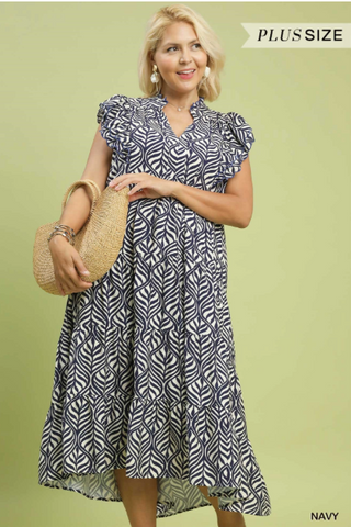 The Navy Flutter Sleeve Dress