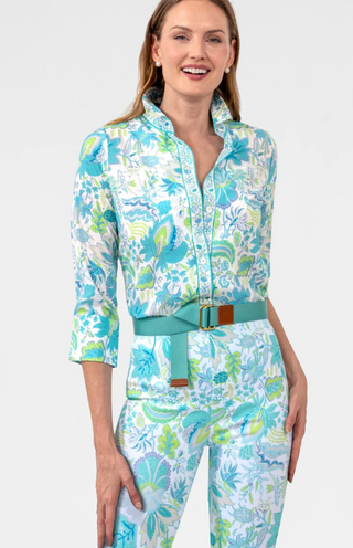 Boyfriend Shirt - Blooming Party Turquoise