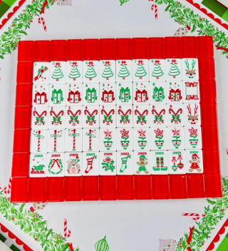 Holly Jolly Christmas Mahjong Tiles with Mat & Shufflers