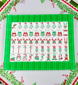 Holly Jolly Christmas Mahjong Tiles with Mat & Shufflers