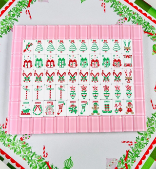 Holly Jolly Christmas Mahjong Tiles with Mat & Shufflers