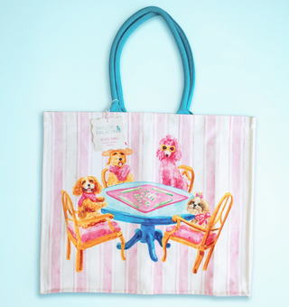 Dogs Playing Mahjong Tote Bag