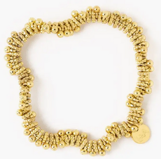 Kate Brass Round and Flat Beads Stretch Bracelet Wholesale