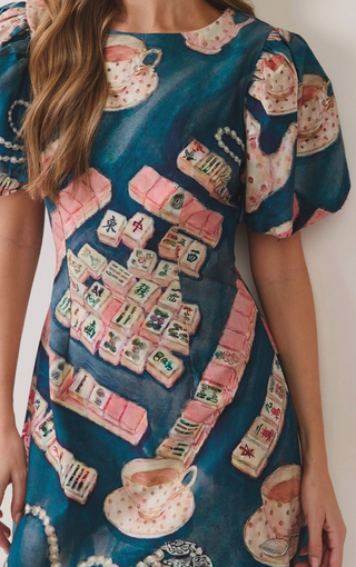 Mahjong Print Shift Mini Dress