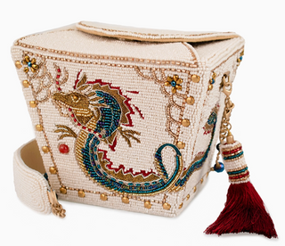 Noble Dragon Beaded Take-Out Container Top Handle Handbag
