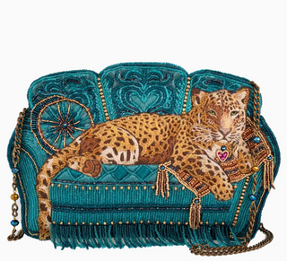 Lazy Leopard Beaded Teal Couch Crossbody Bag