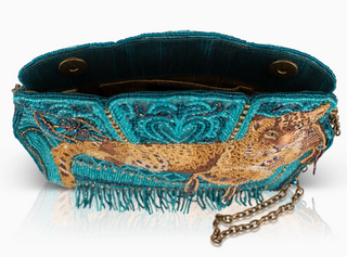 Lazy Leopard Beaded Teal Couch Crossbody Bag