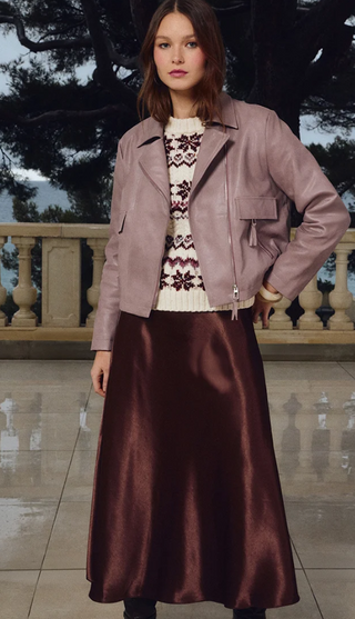 The Talia Satin High-Waisted Skirt Chocolate