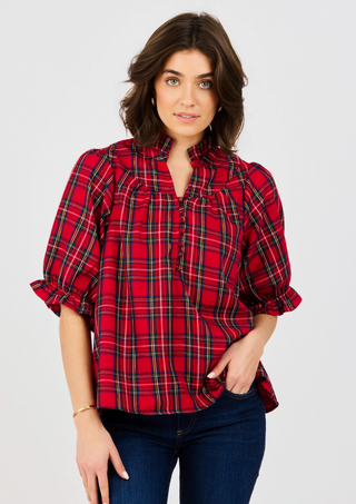 Daphne Top | Plaid Red