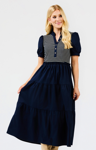 Vanessa Dress | Navy Stripe