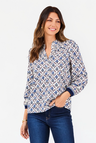 Dawn Lattice Crest- Blue Top