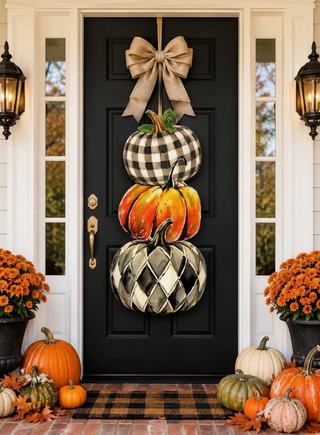 Harlequin Pumpkin Door Hanger