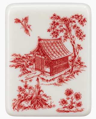 Red Chinoiserie Mahjong Set with Mat