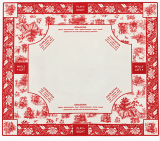 Red Chinoiserie Mahjong Set with Mat
