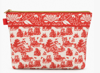Red Chinoiserie Mahjong Set with Mat