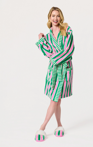 Holly Stripe Robe in Green