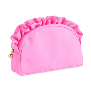 Solid Ruffle LG Zip Pouch in Pink