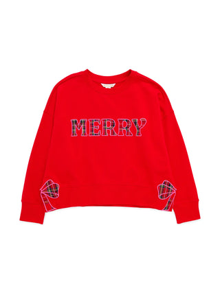 Plaid Merry Relaxed Sweatshirt in Red