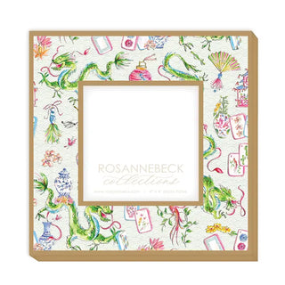 Mahjong Dragon and Icons Pattern Frame 4x4 Gold