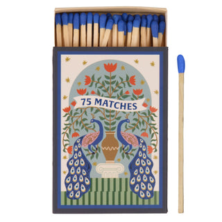 A Dopo Boxed Matches "Peacock" Set of 75 Blue Tipped Matches