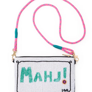 Leila Mahjong Beaded Clutch with Strap