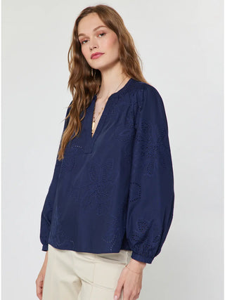 The Audrey Floral Eyelet Long-Sleeve Blouse