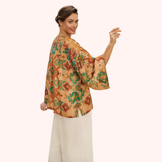 Warm Cream Ikat Kimono Jacket