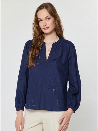 The Audrey Floral Eyelet Long-Sleeve Blouse