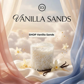 Vanilla Sands Confetti Artisan Hand Blown Glass 10oz Candle