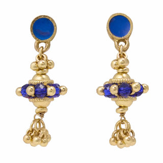 Jeannie Crystal and Enamel Dangle Earrings Blue